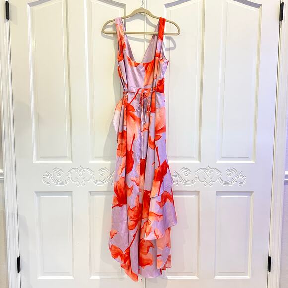 Hutch Isadora Women's Floral Maxi Wrap Dress Hutch High Low Satin Size L NWT - Picture 9 of 12